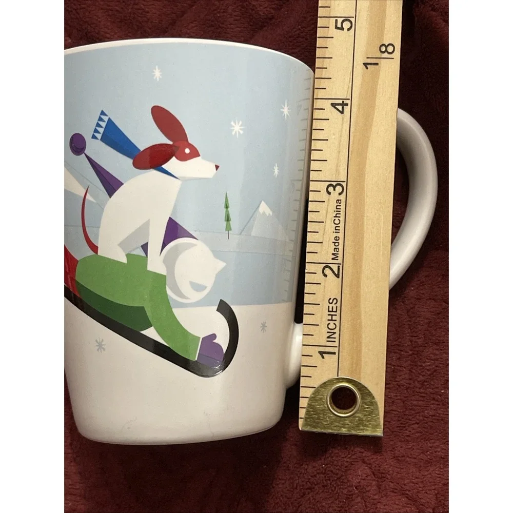 Starbucks 2011 Sledding Dog + Boy Design Ceramic Mug Winter Holidays